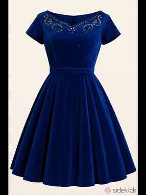 EUC Vintage 40's Velvet Rhinestone Dress